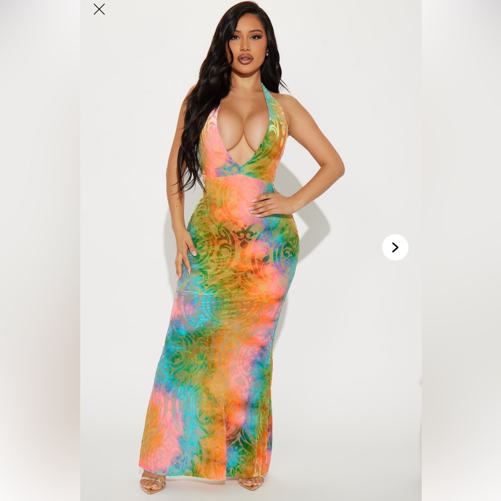 Vibrant Multicolor Halter Maxi Dress